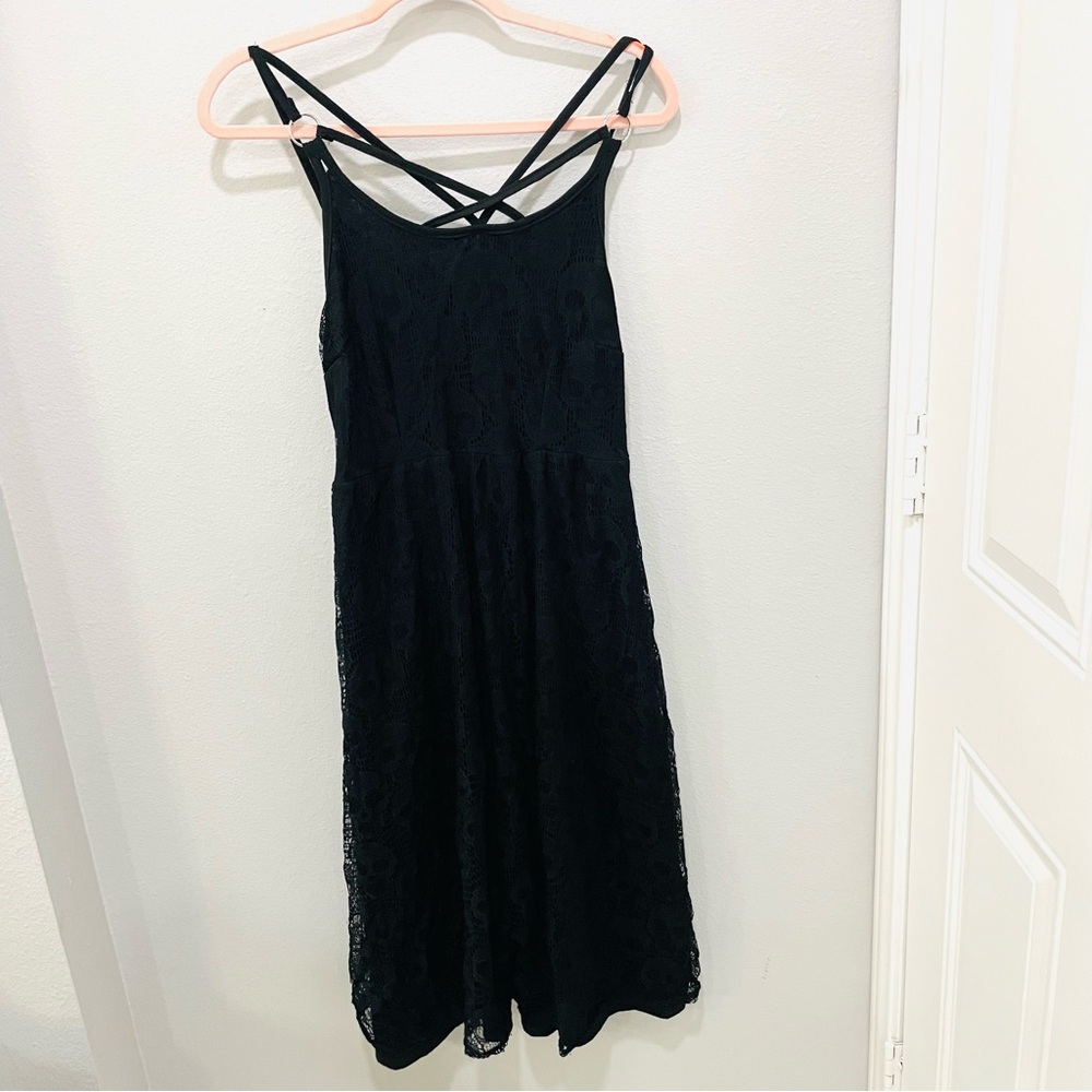 Elegant Black Gothic Skull Lace Dress Womens Size L Witchy, Whimsigoth , Punk - Picture 4 of 10